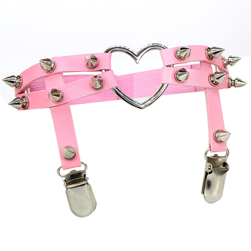 1Pcs Women Punk Goth Heart PU  - Garter Belt Set 评论和价格